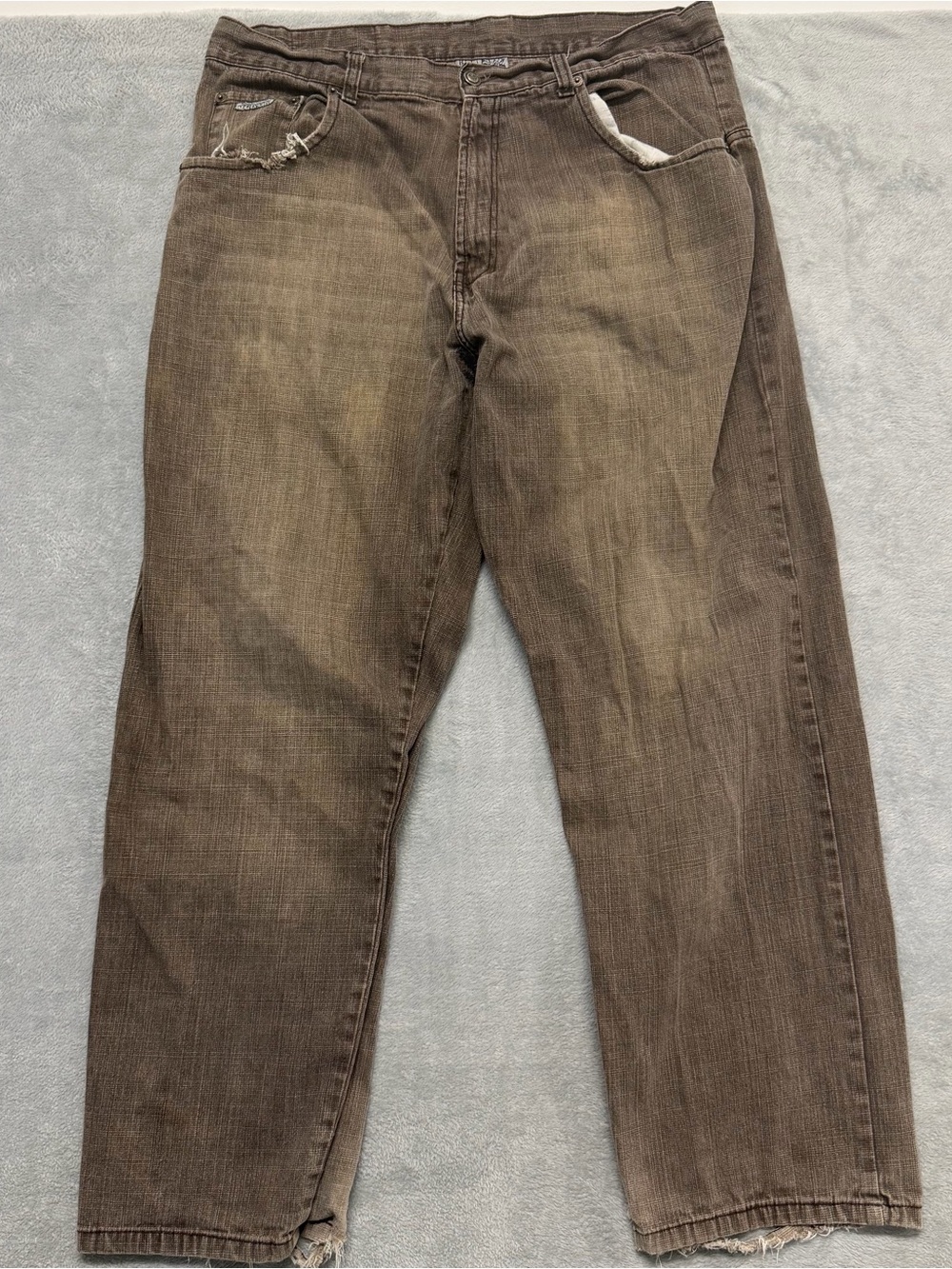 Vtg Y2K Joker Brand Jeans Baggy JNCO Style Skater Wide Leg Brown Thrashed 38x30